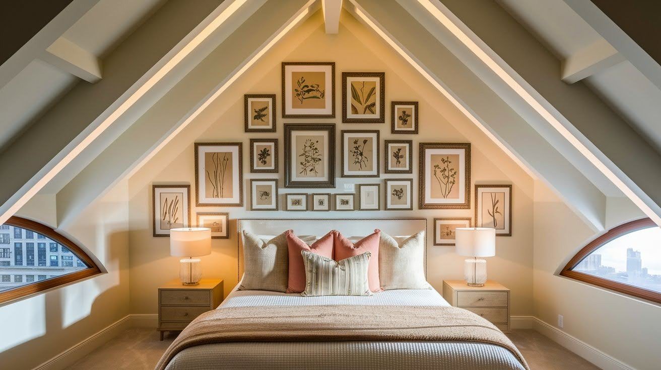 Gallery Wall Following Ceiling Lines