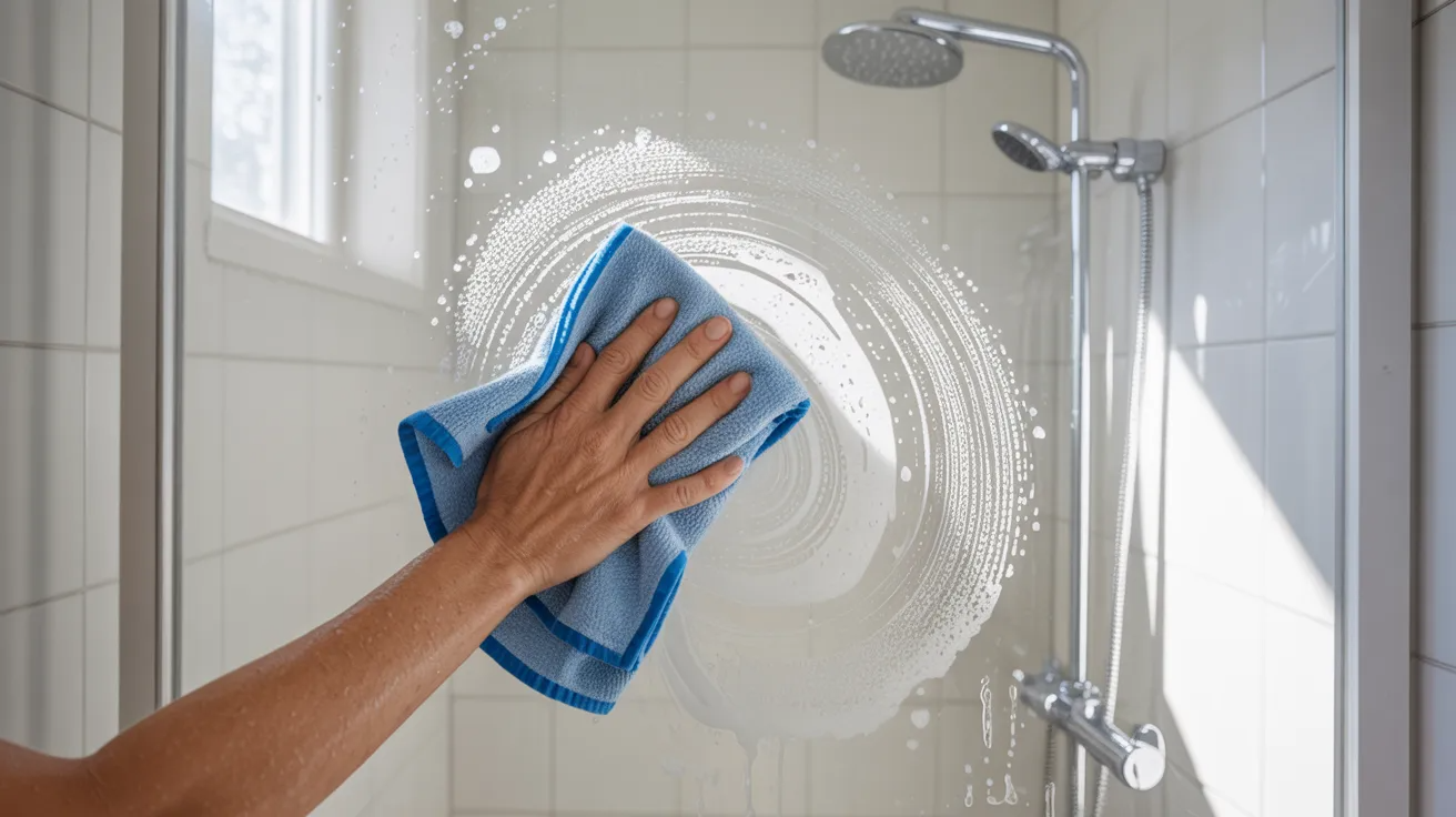 Salt and vinegar scrub removing thick hard water stains from glass.