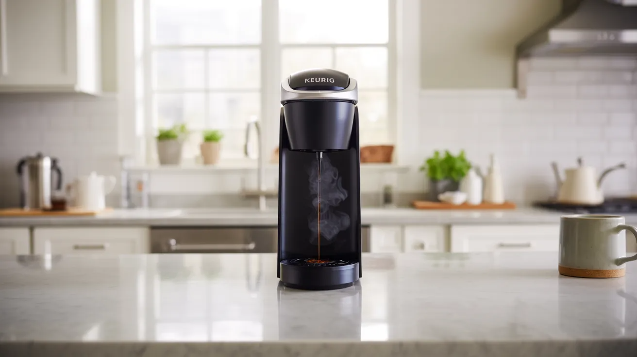 Keurig resting after vinegar cycle to allow internal descaling.
