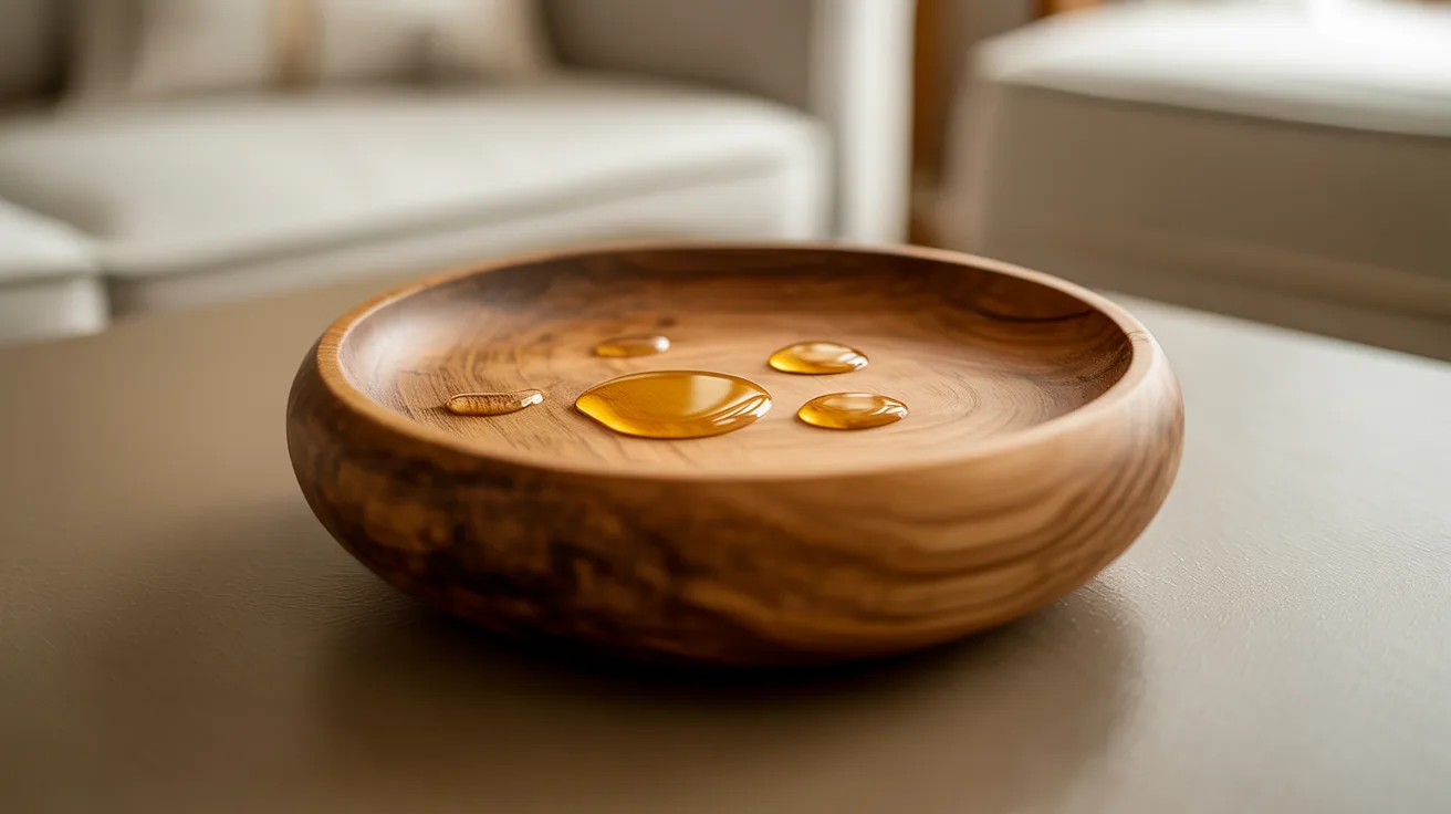 crucial oil absorbed into unfinished wood surface slowly releasing natural scent into surrounding indoor space over time