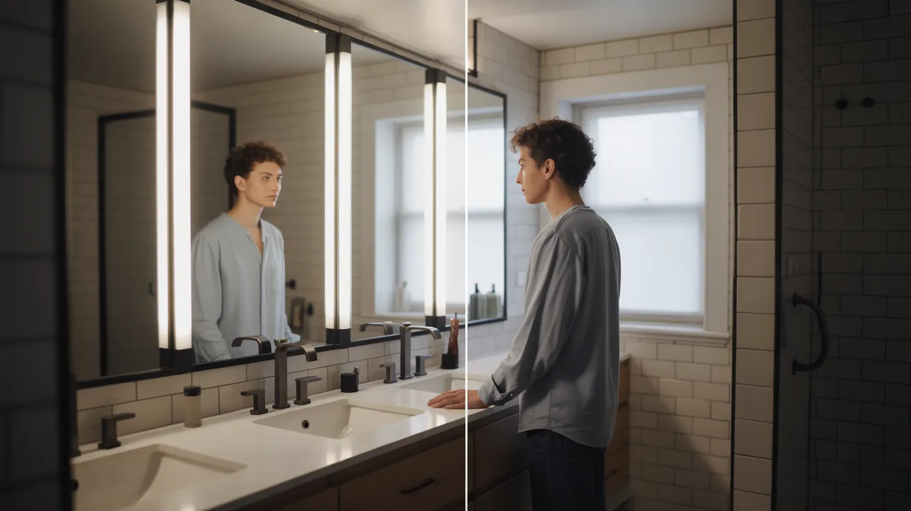 Bathroom vanity with side-mounted lights providing even, shadow-free facial lighting.
