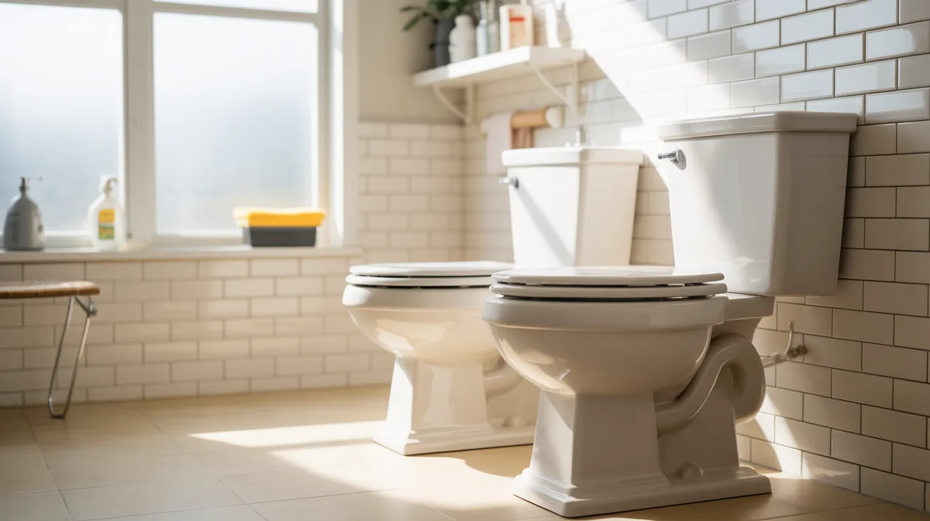 Bathroom showing toilet durability comparison highlighting long-lasting porcelain and internal parts wear over time.