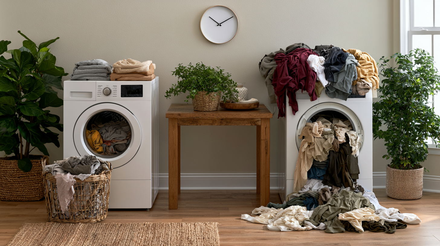 Proper dryer load compared with an overloaded drum