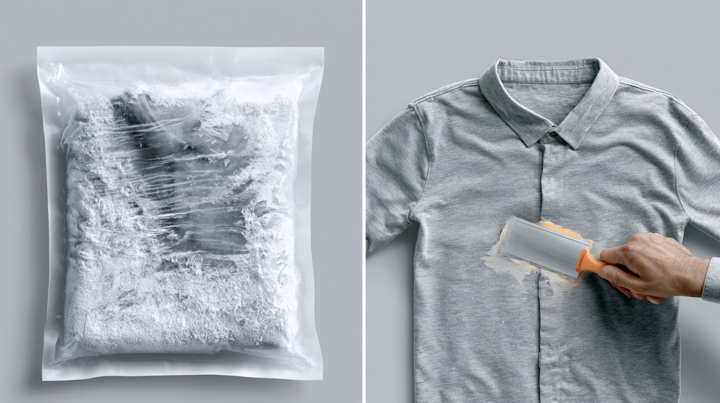 Freezing clothes to make sticker glue easier to remove.