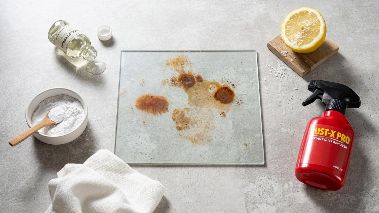 Different methods for removing rust stains from glass.