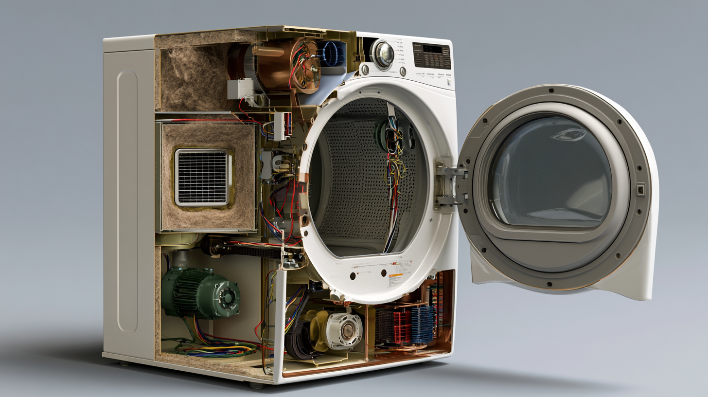 Interior view of a dryer showing multiple components that can cause burning smells
