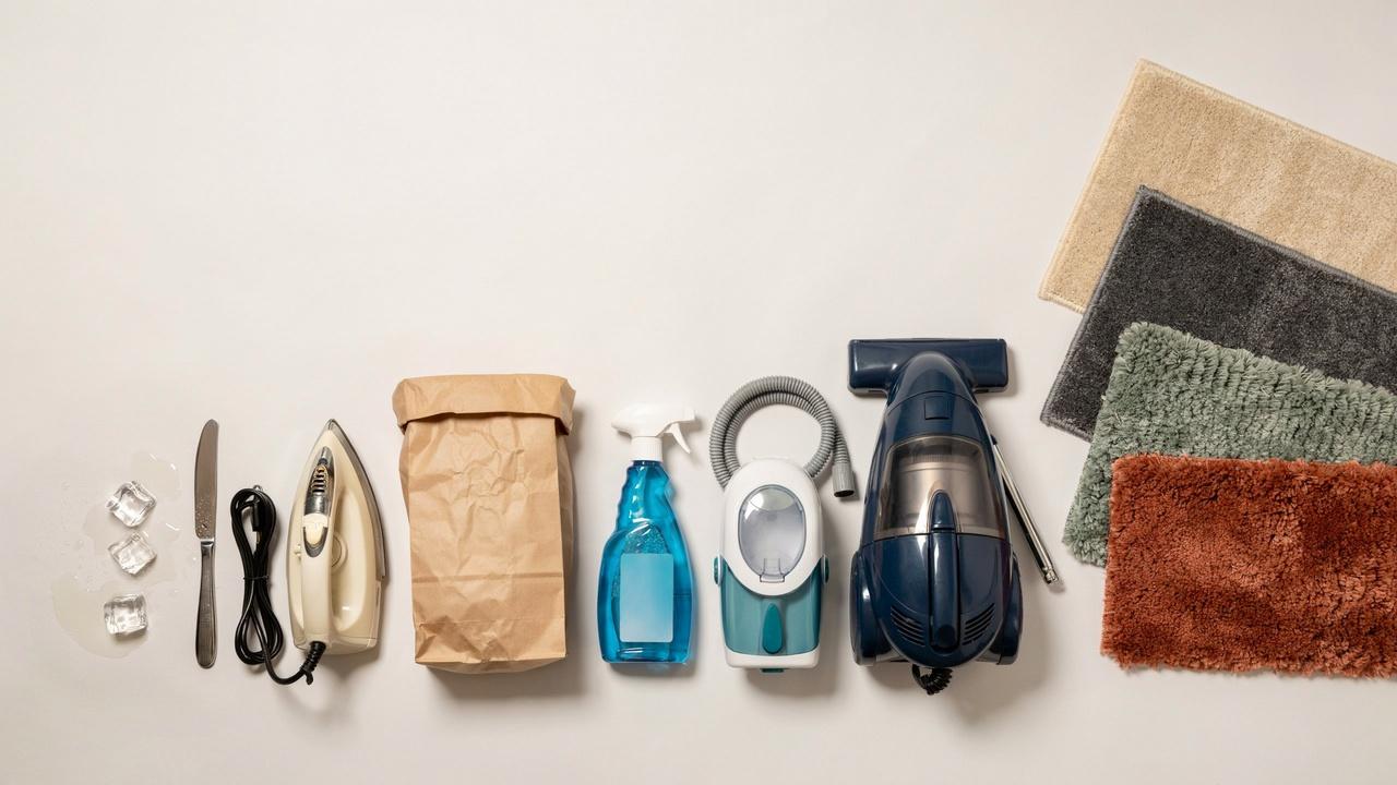 Different methods and tools for removing candle wax from carpet.