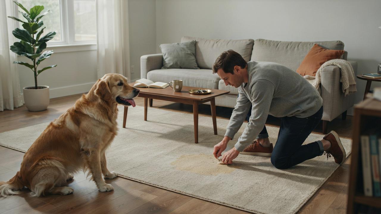 Hidden pet urine stain in a carpet.