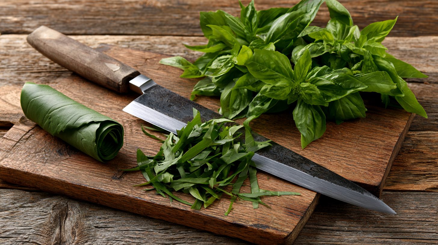 Fresh herbs cut into ribbons