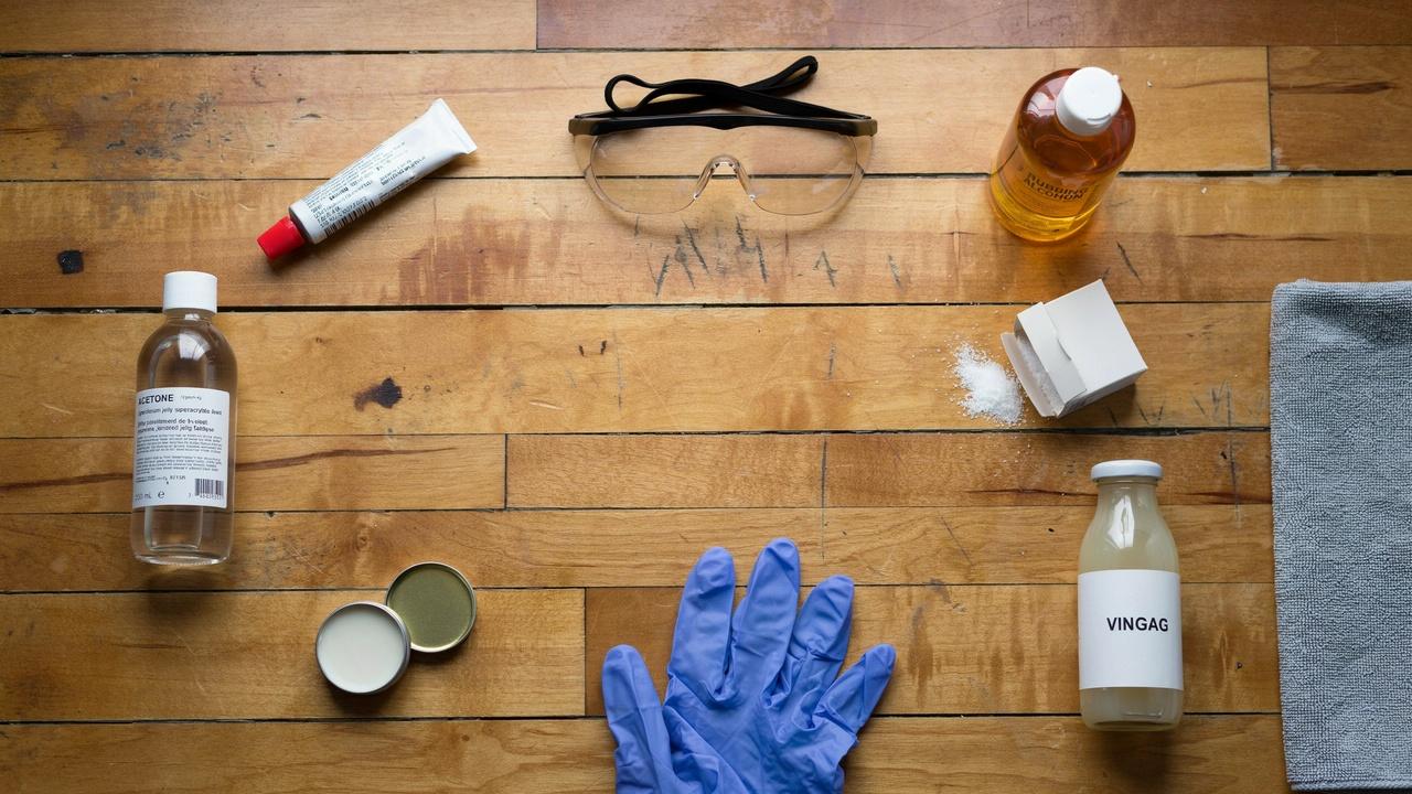 Important tools and safety supplies for removing super glue.