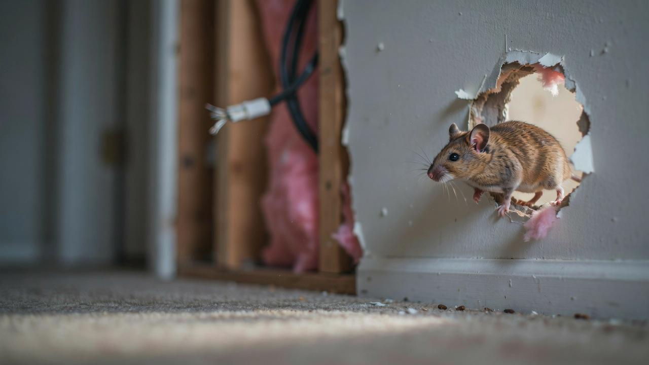 Rodent activity inside walls causing unpleasant odors.